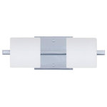 Besa Lighting - Besa Lighting 2WS-787307-LED-CR Paolo - 14.63" 10W 2 LED Bath Vanity - Contemporary Paolo enclosed half-cylinder design features handcrafted glass. This modern wall light offers flexible design potential for a variety of bath/vanity decorating schemes. Mount horizontally or vertically. ADA-Compliant. Our Opal glass is a soft white cased glass that can suit any classic or modern decor. Opal has a very tranquil glow that is pleasing in appearance. The smooth satin finish on the clear outer layer is a result of an extensive etching process. This blown glass is handcrafted by a skilled artisan, utilizing century-old techniques passed down from generation to generation. The vanity fixture is equipped with plated steel square lamp holders mounted to linear rectangular tubing, and a low profile square canopy cover. These stylish and functional luminaries are offered in a beautiful Chrome finish.  Mounting Direction: Horizontal/Vertical  Shade Included: TRUE  Dimable: TRUE  Color Temperature:   Lumens: 450  CRI: +  Rated Life: 25000 HoursPaolo 14.63" 10W 2 LED Bath Vanity Chrome Opal Matte GlassUL: Suitable for damp locations, *Energy Star Qualified: n/a  *ADA Certified: YES *Number of Lights: Lamp: 2-*Wattage:5w LED bulb(s) *Bulb Included:Yes *Bulb Type:LED *Finish Type:Chrome