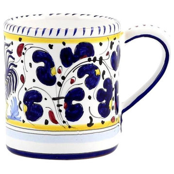 Mug Deruta Majolica Orvieto Rooster Blue Ceramic Handmade Dishwasher