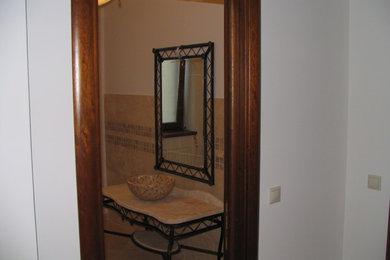 stone and wrought iron