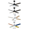 52" Ceiling Fan Lamp with Plywood Blade, White, Dia59.8", 2 Color Blades