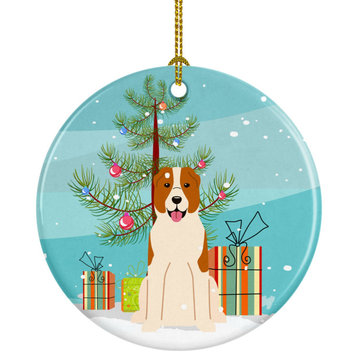 Merry Christmas Tree Central Asian Shepherd Dog Ceramic Ornament