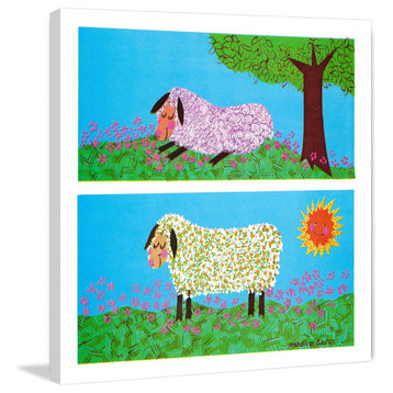 "Happy Sheep" Painting Print on Canvas by Curtis