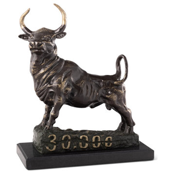 Bronzed Finished Bull Cracking 20,000 Mark Sculpture, Limited Edition