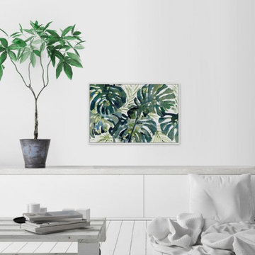 "Green Leaf III" Floater Framed Painting Print on Canvas