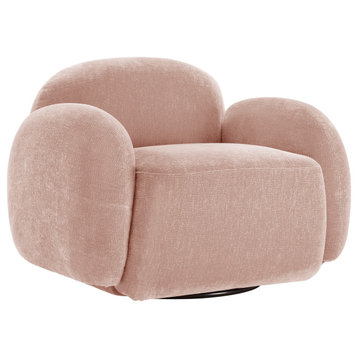 39.4" Wide Marshmallow Upholstery Accent Chair/Swivel Chair, Pink, Swivel