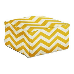Suyra Pouf 166 Corn Yellow and Cream   Moroccan inspired rectangular ottoman. - Floor Pillows And Poufs