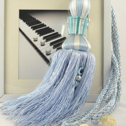 7 Colors QYM25 Polyester and Acrylic Curtain Tassel Tie Backs in Blue Color - Window Treatment Accessories