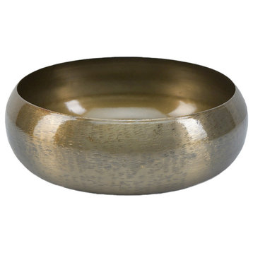Serene Spaces Living Vintage Gold Round Iron Bowl, Small, Single