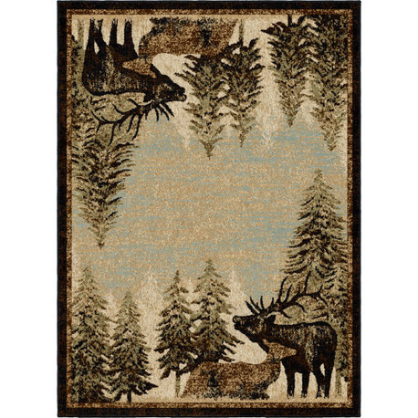 Lodge King Timberland Multi Lodge Area Rug, 5'3"x7'7"