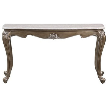 Acme Elozzol Sofa Table Marble Top and Espresso Finish