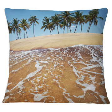 Tropical Beach with Crystal Waters Seashore Throw Pillow, 18"x18"