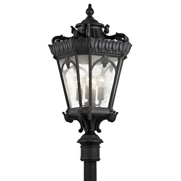 Tournai 4-Light 37.5" Outdoor Post Lantern in Textured Black