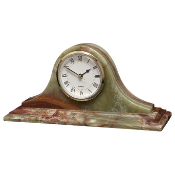 Saturn Collection Whirl Green Onyx Mantle Clock