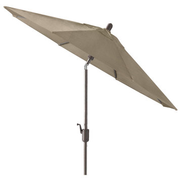 9' Round Push Tilt Market Umbrella, Antique Bronze frame, Sunbrella, Taupe