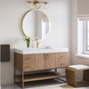 Bahia Bath Vanity, Oak, 48", Brushed Gold Hardware, Single, Freestanding