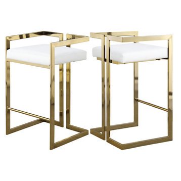 Gold Bar Stools And Counter, White Leather Bar Stools With Gold Legs