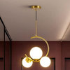MIRODEMI® Sauze | Art Iron Chandelier with Ball-Shaped Ceiling Lights, Gold, 1 Head - Single, Amber Glass, Cool Light