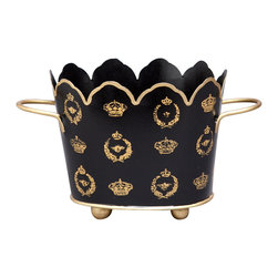 Black Crown & Bee Oval Cachepots - Area Rugs