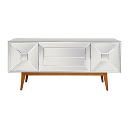 Worlds Away Lawford 2 Door 2 Drawer Mirrored Console - Accent Chests And Cabinets