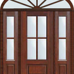 Prehung Patio Sidelights-Transom Door 80 Fiberglass 3/4 Lite 4 Lite - Patio Doors