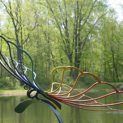 Butterfly on Reeds Sculpture - Garden Statues And Yard Art
