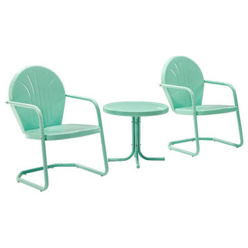 Griffith 3-Piece Outdoor Chair Set Side Table and 2 Chairs, Aqua Gloss