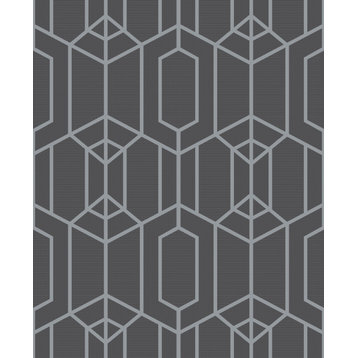 Albany Geo Wallpaper, Dark Grey, 20x396