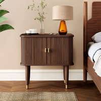 Studio London Murray Mid-Century Nightstand with Storage Brass Accents