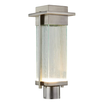 Pacific 7" Outdoor Post Light, Brushed Nickel, Rain, LED