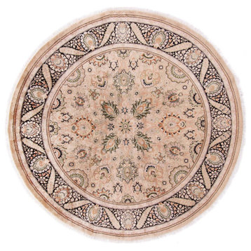 Oriental Rug Indo Tabriz 6'7"x6'7" Hand Knotted Carpet