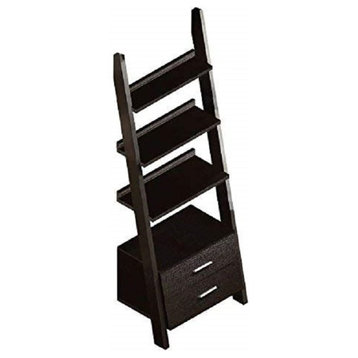 Bookshelf Bookcase Etagere Ladder 4 Tier 69"H Office Bedroom Laminate Brown