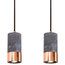 Dark Concrete and Polished Copper Pendant Lights, Set of 2