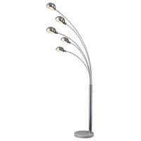 Penbrook Arc Floor Lamp, Silver Plating With White Marble Base