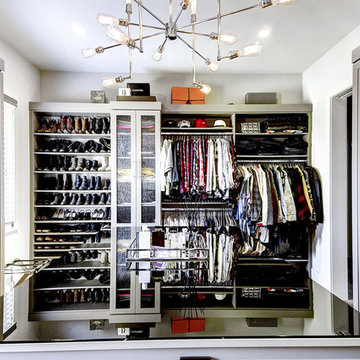 Walk-In Closet With Custom Shoe Shelving