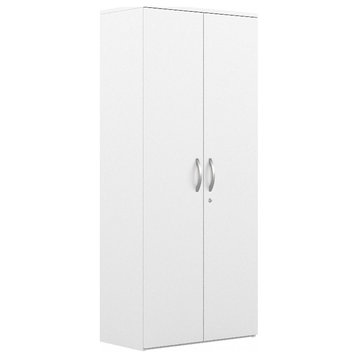 Pemberly Row 29W Tall 2 Door Storage Cabinet in White - Engineered Wood
