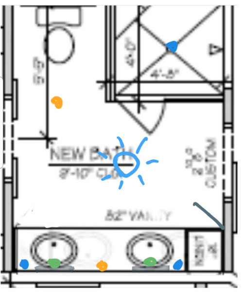 Bathroom can lighting Plan A or B?