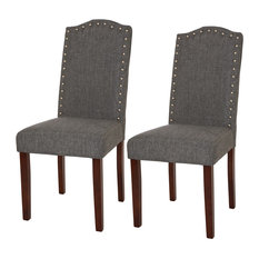 50 Most Por Dining Room Chairs With Nailhead Trim For 2019 Houzz Glitzhome Gray Upholstered Dining Chair With Studded Decoration Set Of 2 Chairs