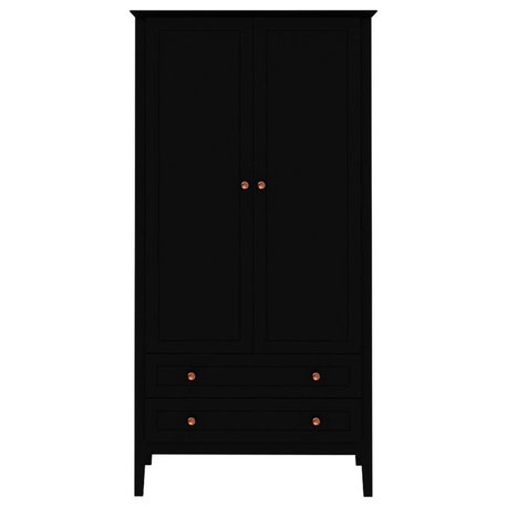 Manhattan Comfort Crown 2-Drawer Wood Full Wardrobe Armoire in Black