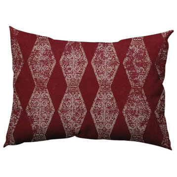 Pyramid Stripe Decorative Lumbar Pillow, Dark Red, 14x20"
