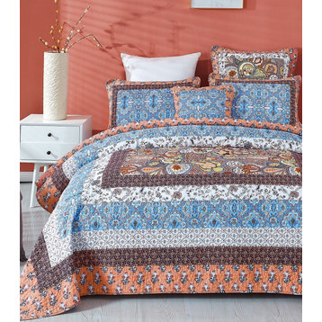 Mosaic Paradise Patchwork Quilted Quilt Set, Queen