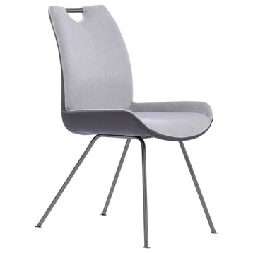 Armen Living Coronado Fabric Upholstered Dining Side Chair in Pewter and Gray