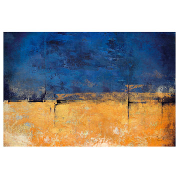 Lisa Sofia Robinson "Blue & Gold " Abstract Painting Art Print, 24"x36"