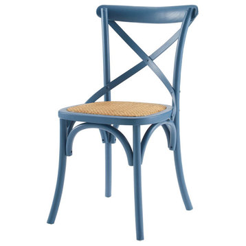 Side Dining Chair, Wood, Blue, Modern, Cafe Bistro Restaurant Hospitality