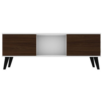 Doyers 53" TV Stand, White and Nut Brown