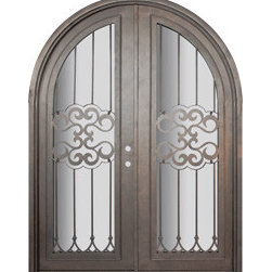 Tivoli 72x96 Round Top Wrought Iron Double Door 14 Gauge Steel - Front Doors