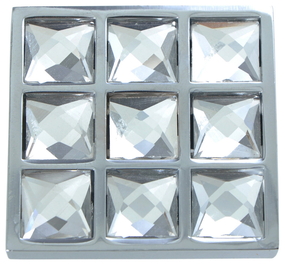 Utopia Alley Gleam Grid 9 Crystal Square Cabinet Knob, 1.5