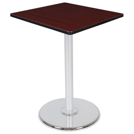 Via Cafe High 30 Square Platter Base Table, Mahogany and Chrome