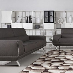 Divani Casa 1407 Modern Grey Fabric Sofa Set (Sofa, Loveseat and Chair) - Living Room Furniture Sets