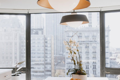 Example of a trendy dining room design in Chicago