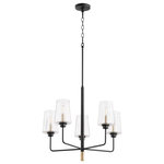 Quorum - Dalia Soft Contemporary Chandelier in Noir with Aged Brass - DALIA 5LT CHAND - NR/AGB&nbsp